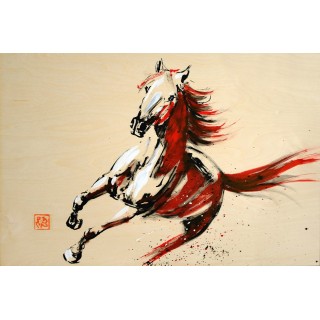 running horse on wood