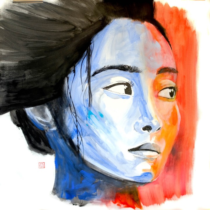 noriko in blue and red